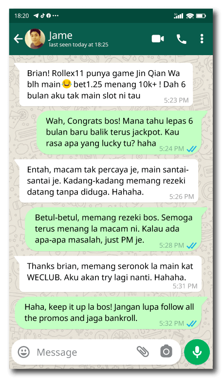 Jame WhatsApp testimonial preview